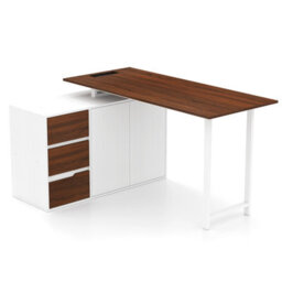 Costway L-Shaped Desk With File Cabinet Reversible Corner Computer Desk With 3 Drawers - thumbnail 2