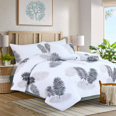 Ameha Printed Duvet Cover 2 Piece Set With Matching Pillowcase Soft Microfiber Leaf Floral Single (135X200Cm) - image 1