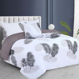 Ameha Printed Duvet Cover 2 Piece Set With Matching Pillowcase Soft Microfiber Leaf Floral Single (135X200Cm) - thumbnail 3