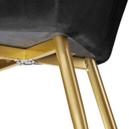 Tectake Set Of 6 Chair Marilyn With Velvet Cover, Gold Steel Legs And Plush Padding  - Black/gold - thumbnail 9