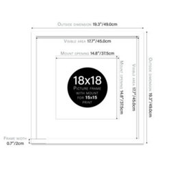 "18X18"" White Picture Frame - 18X18"" Square Frame With 15X15"" Mount For 18X18""/15X15"" Pictures Moderrn Style Thin Edge, 1 Pack" - thumbnail 2