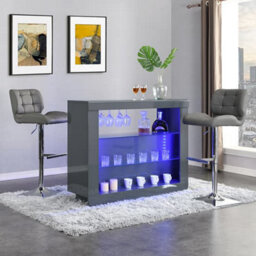 Furniture in Fashion Fiesta Grey High Gloss Bar Table With 2 Candid Grey Stools - thumbnail 1