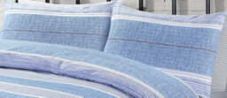 Homes & Linen Finn Stripe Duvet Cover Set Soft Breathable Striped Bedding With Pillowcases - thumbnail 2