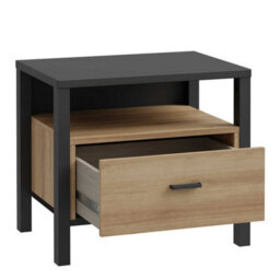 Wyld Haus Egtved Black And Natural Oak Wood Effect Bedside 1 Drawer - thumbnail 5