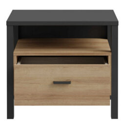 Wyld Haus Egtved Black And Natural Oak Wood Effect Bedside 1 Drawer - thumbnail 6