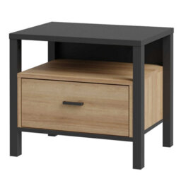 Wyld Haus Egtved Black And Natural Oak Wood Effect Bedside 1 Drawer - thumbnail 4
