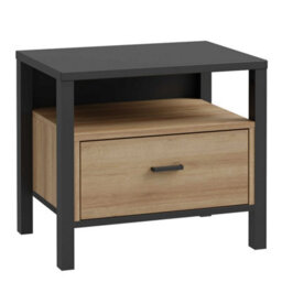Wyld Haus Egtved Black And Natural Oak Wood Effect Bedside 1 Drawer - thumbnail 2