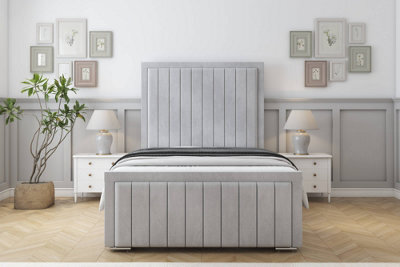"Sloomy Richmond Silver Naples Bed Frame With Mattress With 50"" Upholstered Headboard 6' Super King" - image 1
