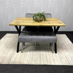 Kosy Koala Modern Dining Table Set With 2 Grey Velvet Chairs And Grey Velvet Bench Dining Room Furniture - thumbnail 9