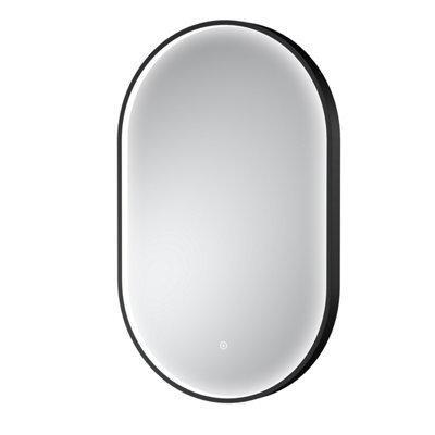 Hudson Reed Columba Oval Led Touch Sensor Inset Framed Mirror With Demister, Matt Black, 800 X 500 mm - image 1