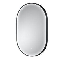 Hudson Reed Columba Oval Led Touch Sensor Inset Framed Mirror With Demister, Matt Black, 800 X 500 mm