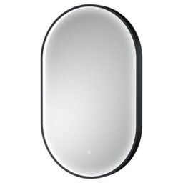 Hudson Reed Columba Oval Led Touch Sensor Inset Framed Mirror With Demister, Matt Black, 800 X 500 mm - thumbnail 2
