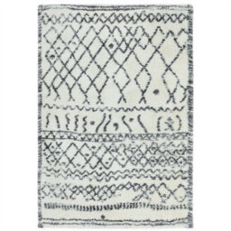 Cream Grey Geometric Luxurious Modern Shaggy Easy To Clean Dining Room Rug-160Cm X 230Cm - thumbnail 5