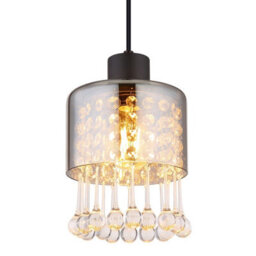 Luminosa Lighting Luminosa Hendry Slim Pendant Ceiling Light Matt Black Smoke Glass Shade 1X E27 - thumbnail 3
