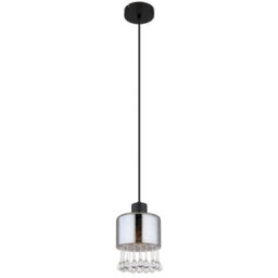 Luminosa Lighting Luminosa Hendry Slim Pendant Ceiling Light Matt Black Smoke Glass Shade 1X E27 - thumbnail 2