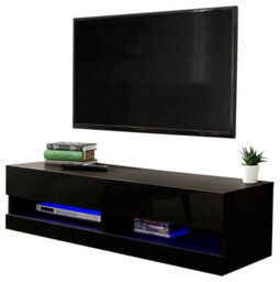 Gfw Galicia 120Cm Wall Tv Unit With Led Black - thumbnail 2