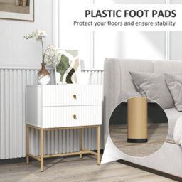 Wyld Haus Lelu Rata White And Gold 2-Drawer Ribbed Bedside Table, L48 X D30.8 X H60Cm - thumbnail 6
