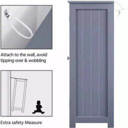 Grey Bathroom Wood Cabinet Storage 4 Drawers 1 Door Free Standing Cupboard Unit - thumbnail 3