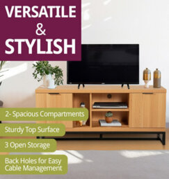 Hallowood Furniture Newquay Oak Effect Large Tv Stand With Metal Base - thumbnail 5
