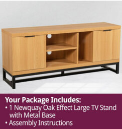 Hallowood Furniture Newquay Oak Effect Large Tv Stand With Metal Base - thumbnail 7