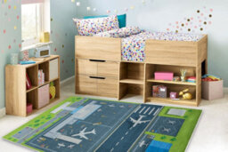 RugsX Bambino 46990 Washing Carpet Airport, Airplanes For Children Anti-Slip - Green 140X200 Cm - thumbnail 1