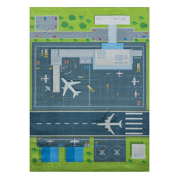 RugsX Bambino 46990 Washing Carpet Airport, Airplanes For Children Anti-Slip - Green 140X200 Cm - thumbnail 2