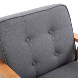 Homcom Accent Chair Linen Armchair W/ Armrests For Living Room Grey Natural - thumbnail 7