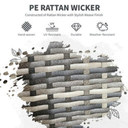 Outsunny Rattan Outdoor Dining Table And Chairs For 4, Mixed Grey - thumbnail 4