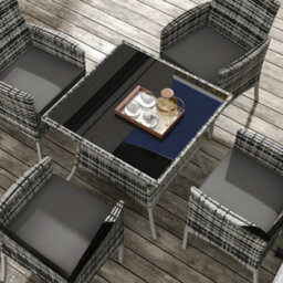 Outsunny Rattan Outdoor Dining Table And Chairs For 4, Mixed Grey - thumbnail 8