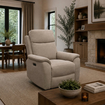 Aspire Richmond Power Recliner Armchair (1 Seater), Chenille Natural - image 1