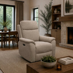 Aspire Richmond Power Recliner Armchair (1 Seater), Chenille Natural - thumbnail 1