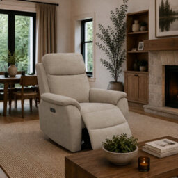 Aspire Richmond Power Recliner Armchair (1 Seater), Chenille Natural - thumbnail 2