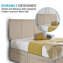 Dining Tables Chelsea Headboard Divan Set, 2 Drawer On Same Side With Sprung 1500 Comfort Mattress - Plush Almond - Double - thumbnail 3
