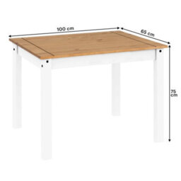 Dining Table & 4 Chairs White Budget Set Solid Wood Mexican Pine Wooden - thumbnail 2