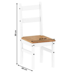 Dining Table & 4 Chairs White Budget Set Solid Wood Mexican Pine Wooden - thumbnail 3