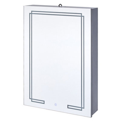 Living And Home Wall-Mounted Bathroom Mirror Cabinet With Led Lights And Shelves, Touch Switch - image 1