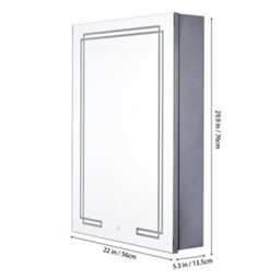 Living And Home Wall-Mounted Bathroom Mirror Cabinet With Led Lights And Shelves, Touch Switch - thumbnail 7