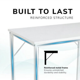 House Of Home Rustic White Wood Grain Top With White Coated Metal Frame Medium 100Cm Desk - thumbnail 4