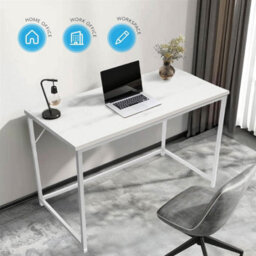 House Of Home Rustic White Wood Grain Top With White Coated Metal Frame Medium 100Cm Desk - thumbnail 5