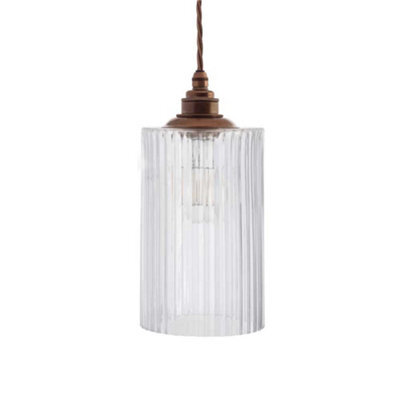 Henley Cylinde Glass Pendant Light With Small Cap - Old English Brass - Se Home