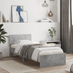 Vidaxl Bed Frame Without Mattress With Headboard Concrete Grey 75X190 Cm Small Single
