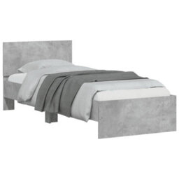 Vidaxl Bed Frame Without Mattress With Headboard Concrete Grey 75X190 Cm Small Single - thumbnail 4