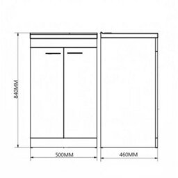 Clifton Bathroom 2-Door Floor Standing Vanity Unit With Basin 500mm Wide White 1 Tap Hole - White Gloss - Brassware Not Included - thumbnail 3