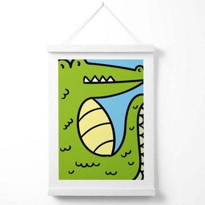 Artze Wall Art Cute Cartoon Style Crocodile Art Print With White Frame Size: A4 - image 1