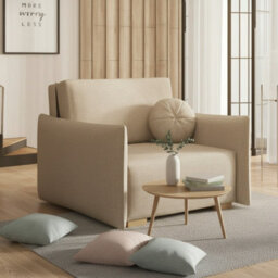 Viva Glov I Armchair With Sleeping Function Storage Container Chipboard Frame Sinuous Spring 104X98X85Cm Beige - thumbnail 2