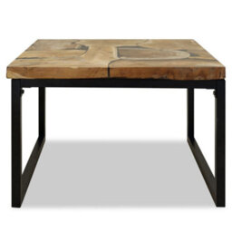 Berkfield Coffee Table Teak Resin 60X60X40 Cm Black And Brown - thumbnail 6