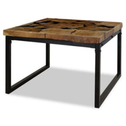 Berkfield Coffee Table Teak Resin 60X60X40 Cm Black And Brown - thumbnail 5