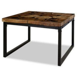 Berkfield Coffee Table Teak Resin 60X60X40 Cm Black And Brown - thumbnail 2