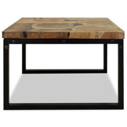 Berkfield Coffee Table Teak Resin 60X60X40 Cm Black And Brown - thumbnail 7