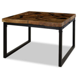Berkfield Coffee Table Teak Resin 60X60X40 Cm Black And Brown - thumbnail 4
